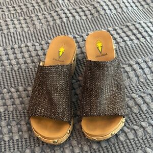 Volatile Black Textured Mules